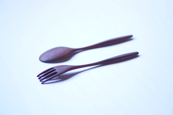 大型木質咖哩勺叉套裝（胡桃木色） 第8張的照片