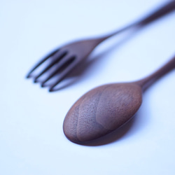 大型木質咖哩勺叉套裝（胡桃木色） 第6張的照片