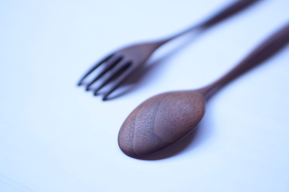 大型木質咖哩勺叉套裝（胡桃木色） 第6張的照片