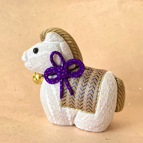 木目込人形 干支飾り 午 2026年 一点物 青 その他置物 手織り佐賀錦 el