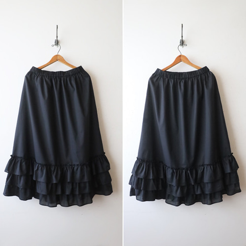 夏SALE 85cm シルキーコットン 贅沢3段フリル裾 ギャザー
