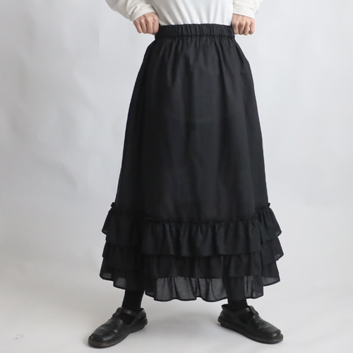 夏SALE 85cm シルキーコットン 贅沢3段フリル裾 ギャザー
