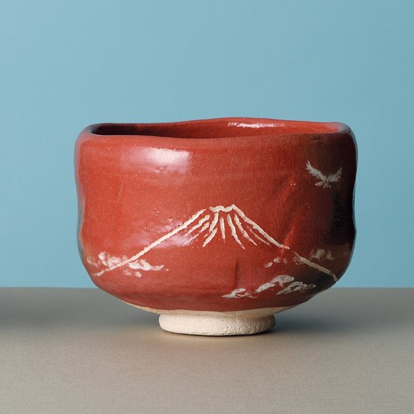 2026正月 新年 楽焼〚赤楽 藤の絵〛抹茶碗 茶入印 茶道具 季節茶碗