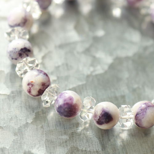 ☆スーパープレミアムブレス☆ティファニーストーン：約9ミリ＆水晶