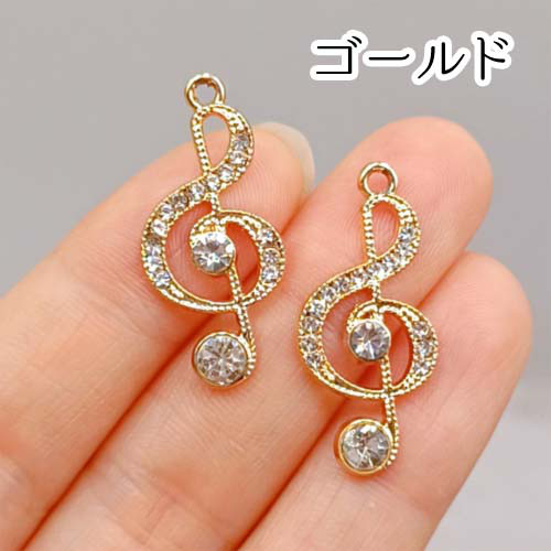 音符チャーム　ゴールド&ダイヤ greenrosenetshopyumi_j6-5127