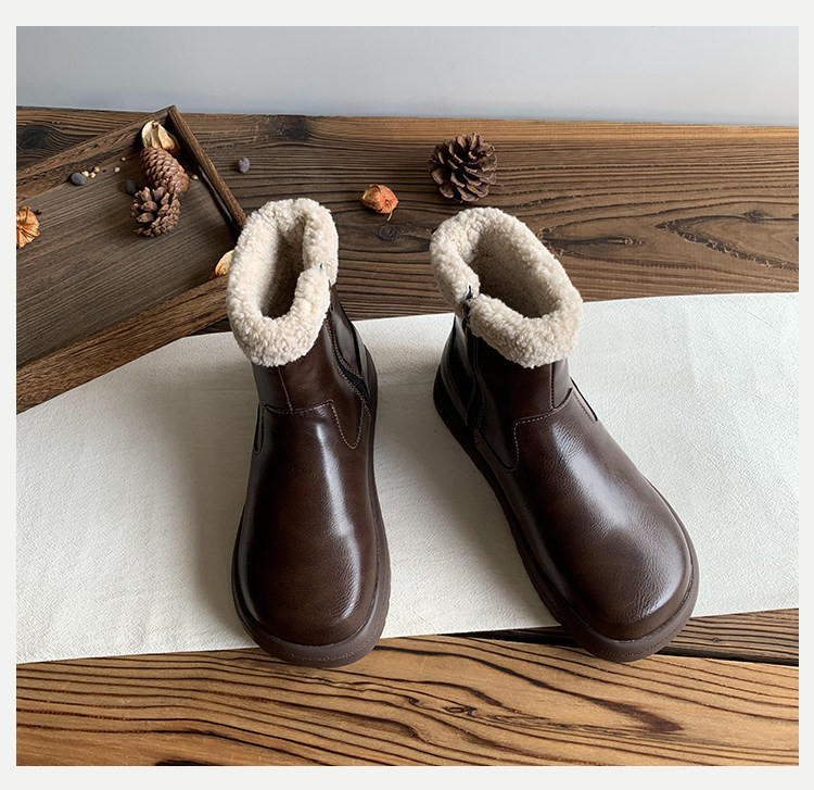 2025 年ウィンター新モデル 女性用フリース入りマーティンブーツ｜イングランドスタイル スノーブーツ風 防水・滑り止め