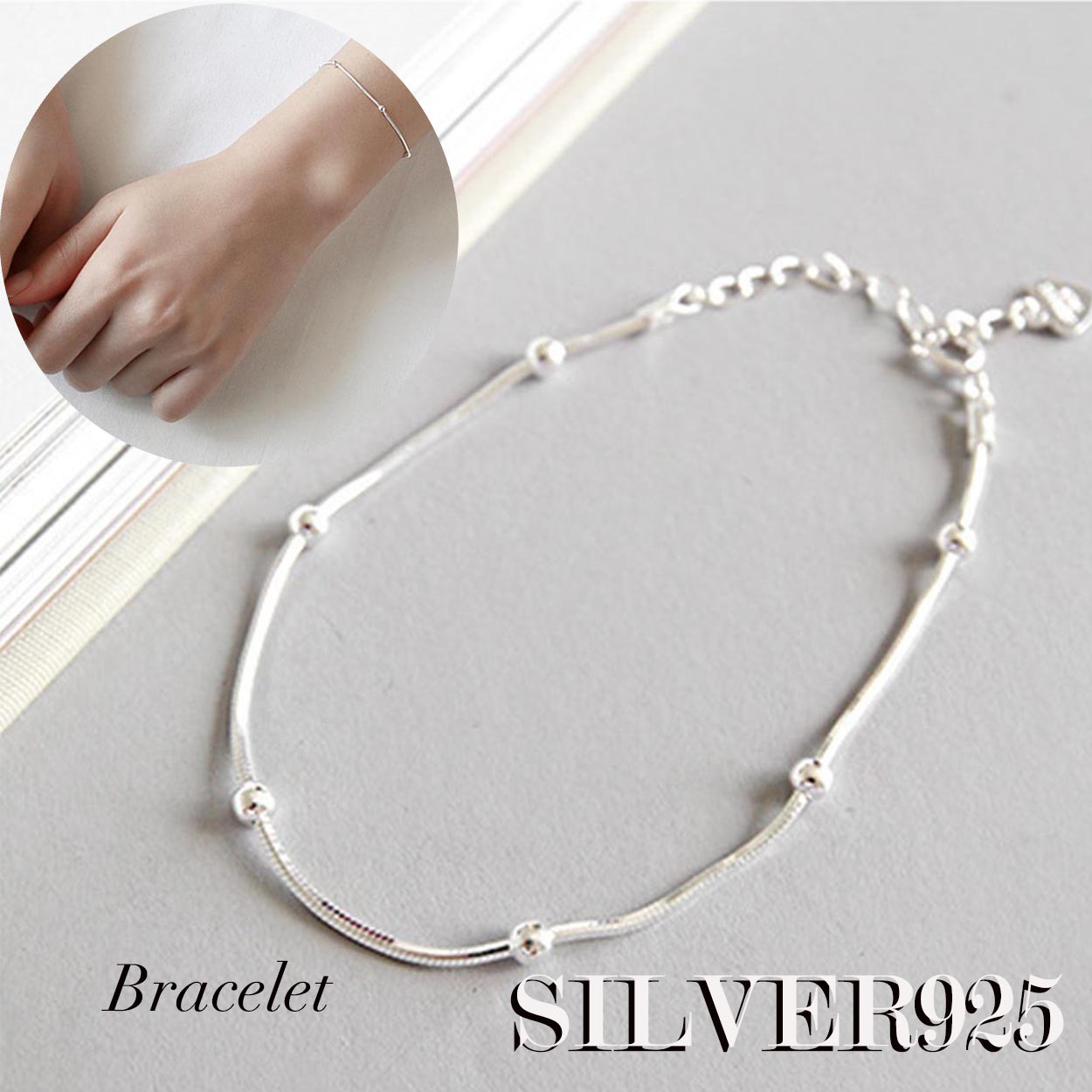 SILVER925-24 ブレスレット シルバ−925 調整可能　巾着付  ジュエリー シルバー ゴールド バングル