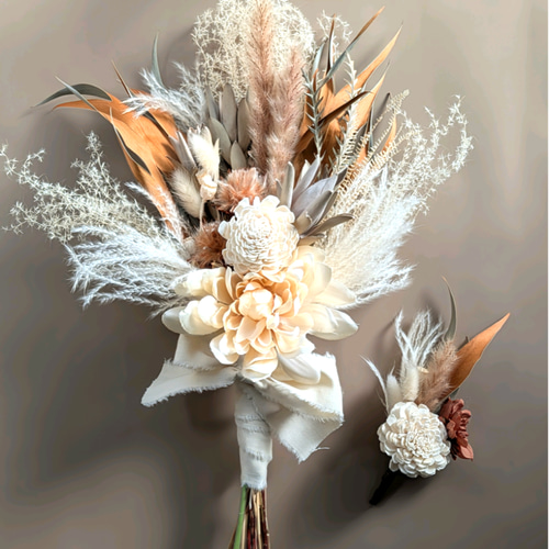 ドライフラワーブーケとブートニアセット ブーケ flowergiftY,s 通販