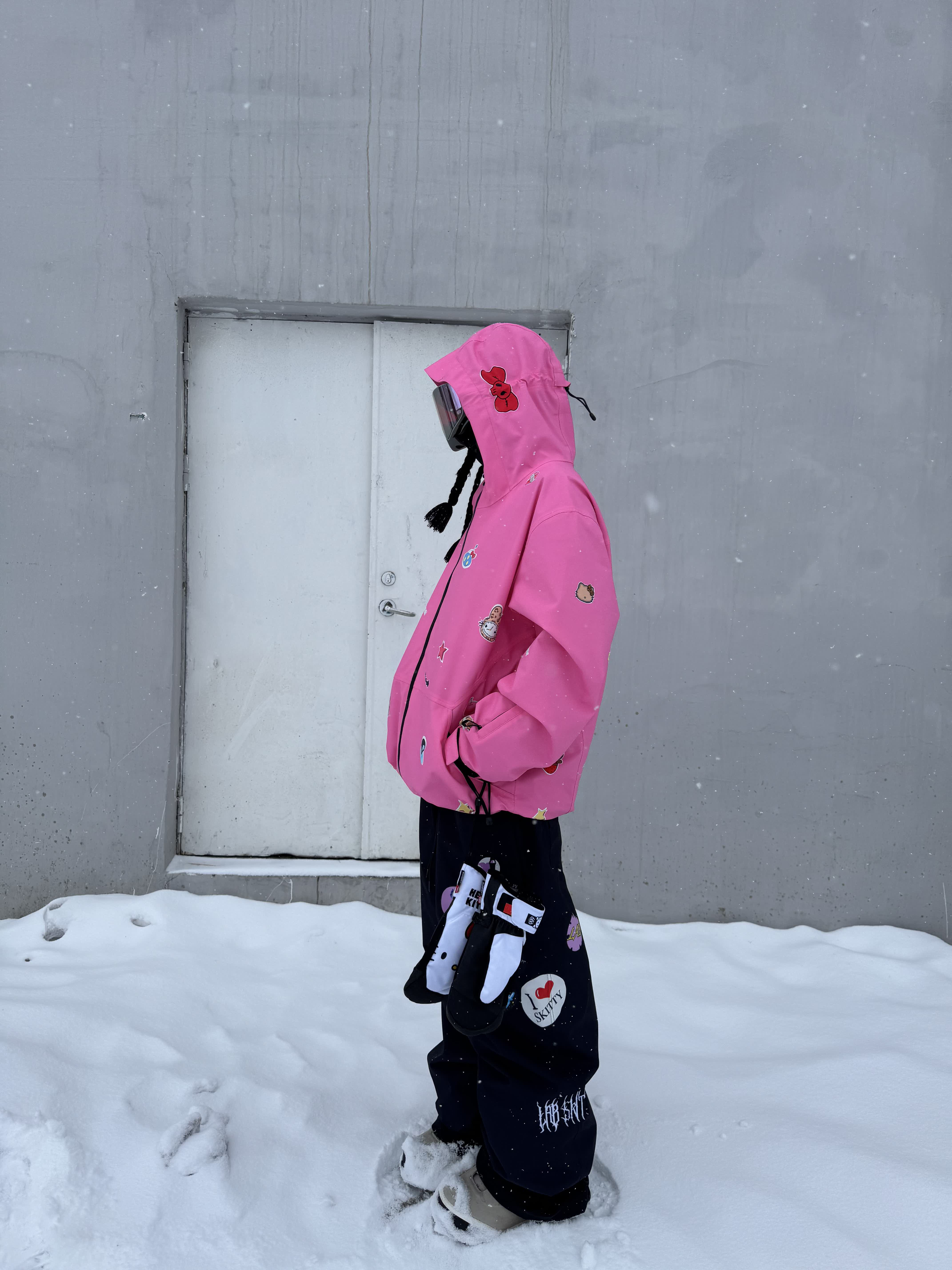 25-26 スノボウェア 上下セット ピンク 黒 撥水 メンズ レディース ジャケット パンツ SK093