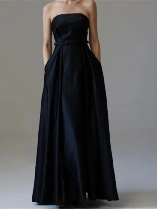 高級感 黒 白 サテン オフショルダー ウェディングドレス 韓国風 結婚式 花嫁 演奏会 誕生日 前撮り HL957