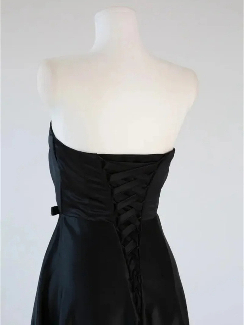 高級感 黒 白 サテン オフショルダー ウェディングドレス 韓国風 結婚式 花嫁 演奏会 誕生日 前撮り HL957