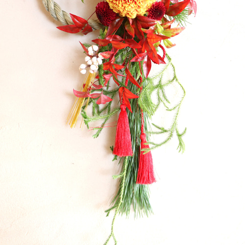 お正月2026】生花のマムを使ったしめ縄飾り しめ縄・しめ飾り Hana