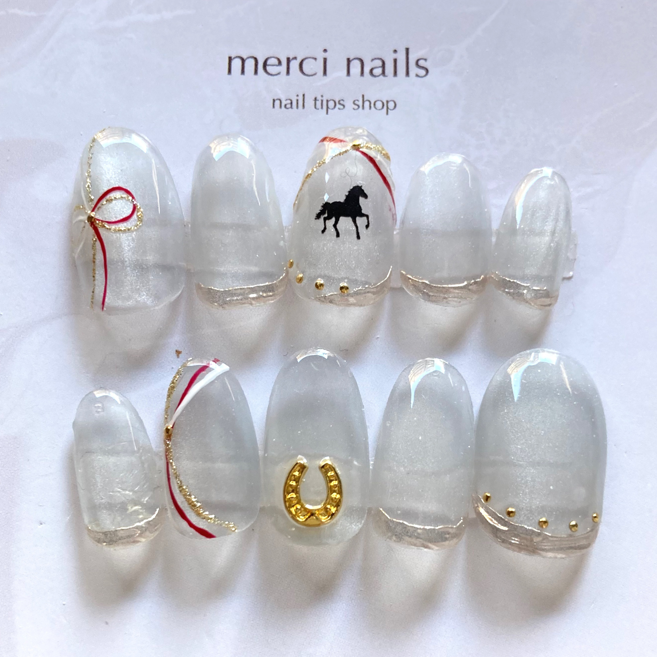 【新作2026】ワンタッチネイル加工可◎お正月ネイル2026 干支ネイル 馬ネイルチップ オーダーチップ