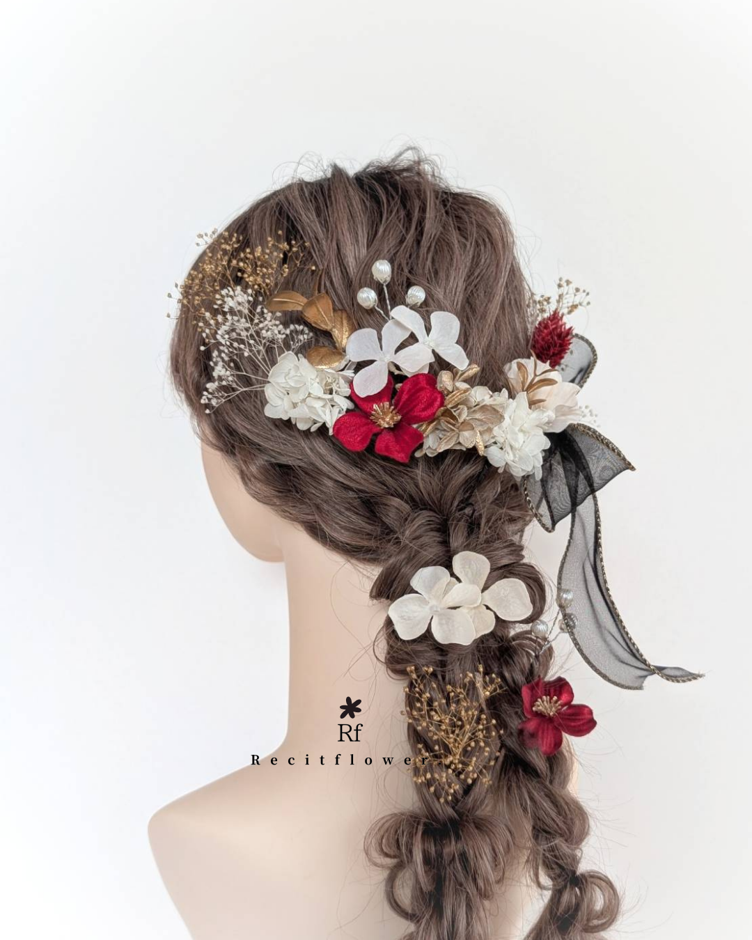 大きなリボンの髪飾り 成人式 卒業式 結婚式 七五三 赤 黒  白 ゴールド RC272