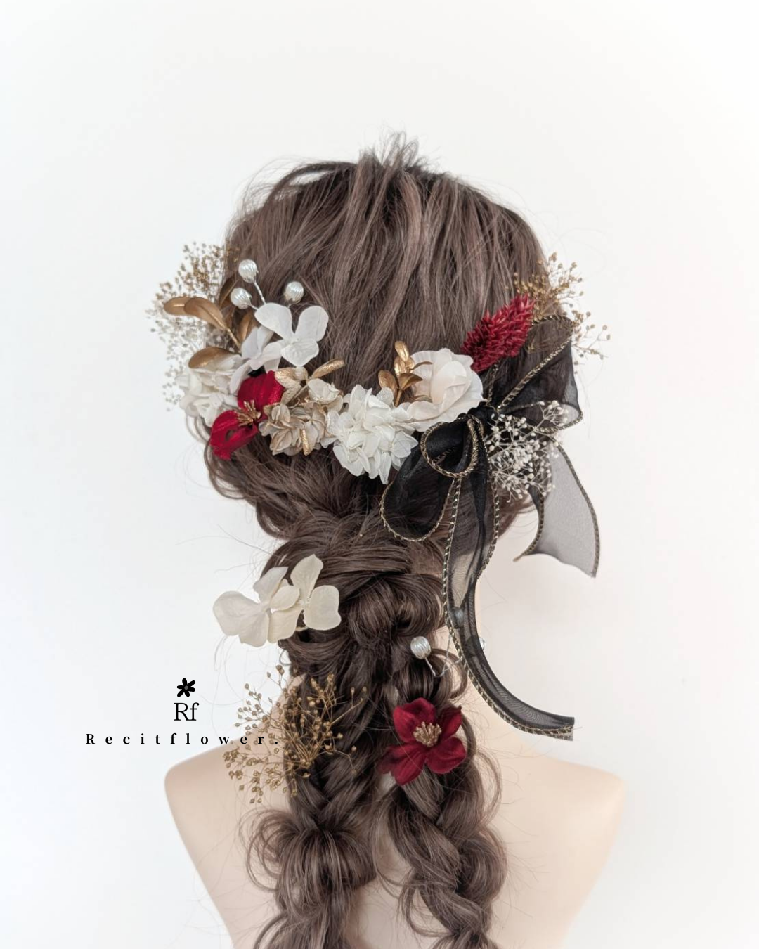 大きなリボンの髪飾り 成人式 卒業式 結婚式 七五三 赤 黒  白 ゴールド RC272