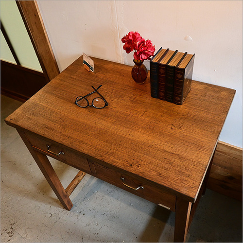 昭和期 ナラ無垢材のワークデスク 時を重ねた木の机 リメイク一点物 古