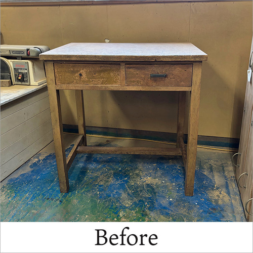 昭和期 ナラ無垢材のワークデスク 時を重ねた木の机 リメイク一点物 古