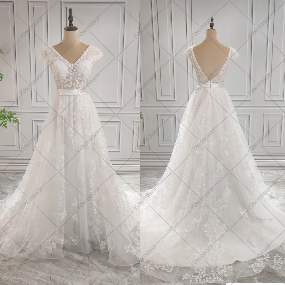 クラシカル レトロ ウェディングドレス  二次会 発表会 結婚式ドレス F648-1