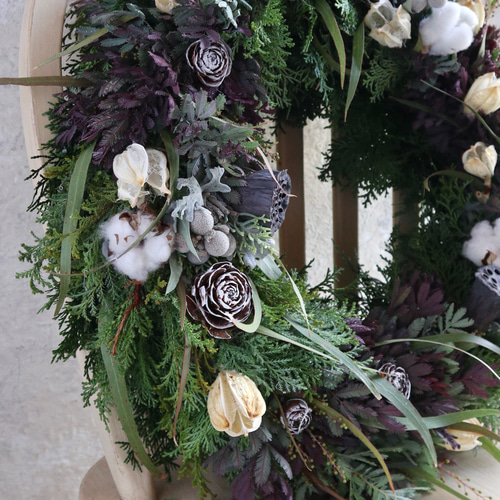 45cm)＊特大＊ミモザとヒバのナチュラルシックなフレッシュリース/生