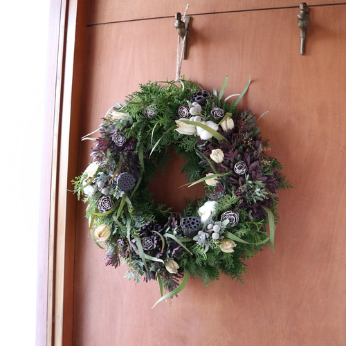 45cm)＊特大＊ミモザとヒバのナチュラルシックなフレッシュリース/生