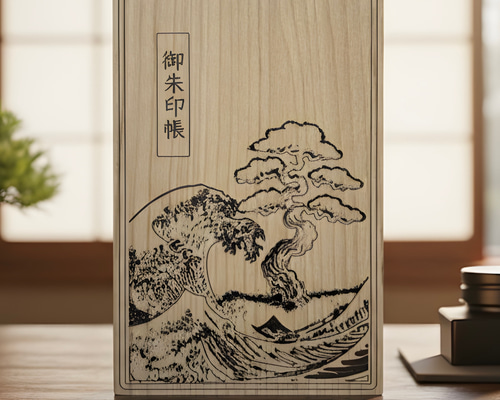 木製レーザー彫刻御朱印帳 北斎 その他雑貨 link-KUMI＋ 通販 20245124