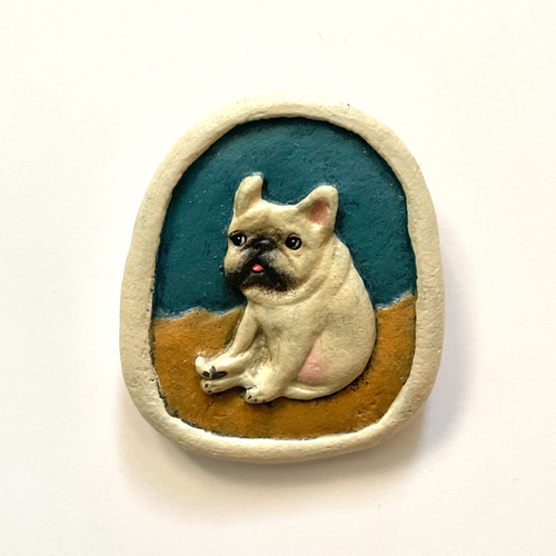 立体ブローチ(額の中のフレンチブルドッグ) ブローチ pippi 通販