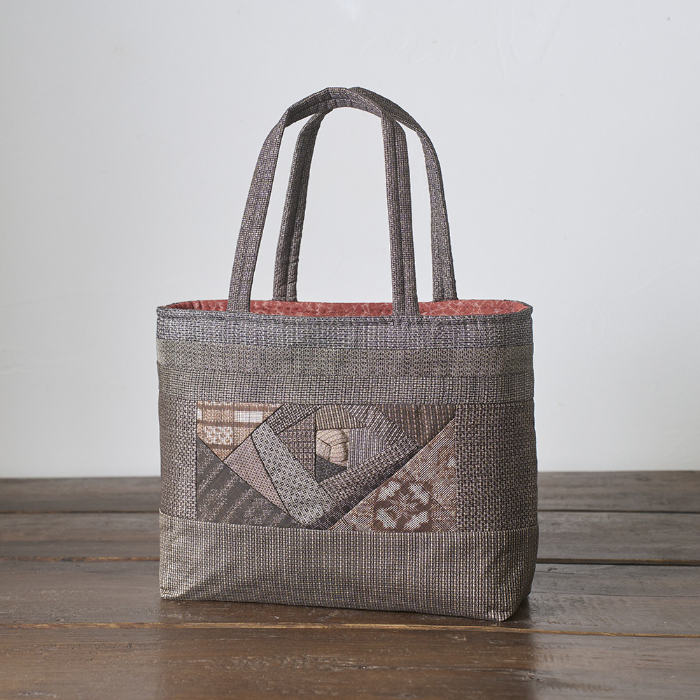 大島紬パッチワークトートバッグ LサイズA