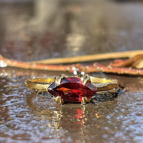 ガーネット マーキスカット5×10 beast シルバーSV925リング 指輪