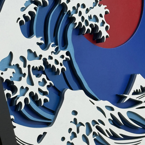 神奈川沖浪裏 木製立体アート｜北斎作品のモダン再解釈 立体・オブジェ