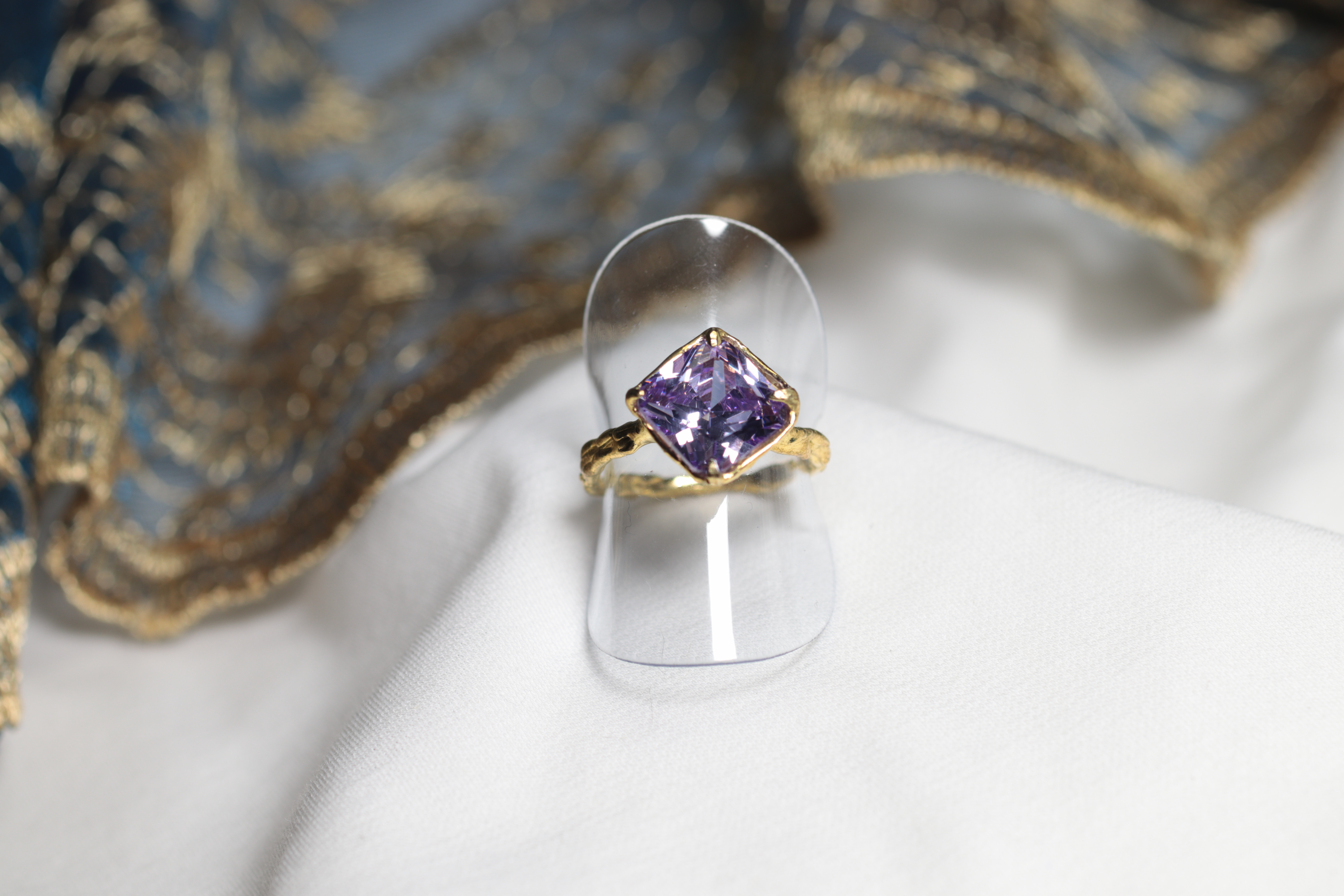 【一点もの】リング（真鍮×キュービックジルコニア　パープル）