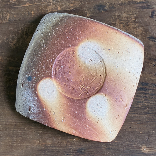 信楽焼 白荒土 穴窯焼成・四方上げ皿 15cm（No2）｜角皿・菓子皿・前菜