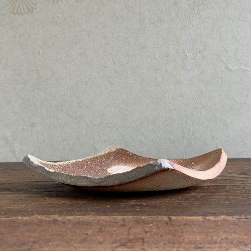 信楽焼 白荒土 穴窯焼成・四方上げ皿 15cm（No2）｜角皿・菓子皿・前菜
