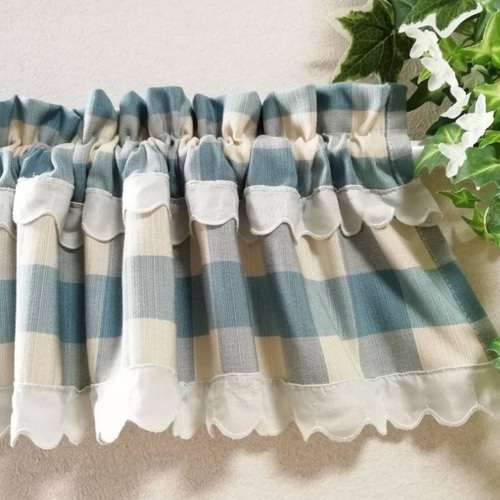 まい様 特注品×3枚♥カフェカーテン 青系 グレージュブルー 花柄コットンレース まい様 特注品×3枚♥カフェカーテン 青系 グレージュブルー 花柄