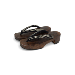 男性 寄木細工表 焼桐右近下駄 筋鼻緒 サイズ： L寸 シューズ・靴