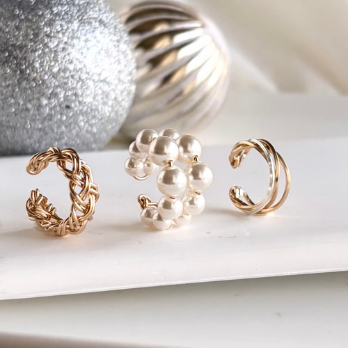 1/25まで】【福袋2026 イヤーカフセット】diagonal&double Pearl