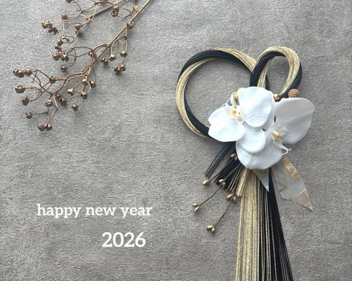 胡蝶蘭 水引 しめ縄飾り 洋風 モダン お正月飾り リース 黒 金 しめ縄