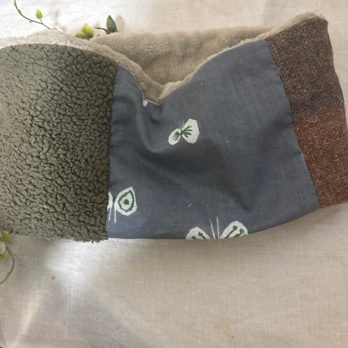 ハンドメイド☆ネックウォーマーミナペルホネンニットパッチワークファ