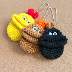 エビフライ】パクパクケースミニ☆かぎ針編み小物 パクパクモンスター