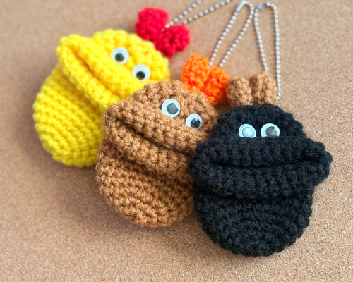 エビフライ】パクパクケースミニ☆かぎ針編み小物 パクパクモンスター