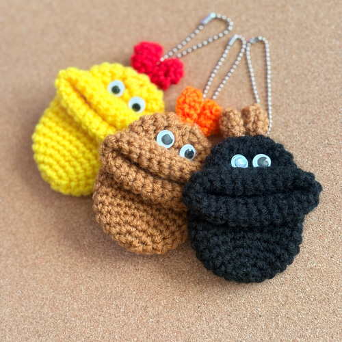 エビフライ】パクパクケースミニ☆かぎ針編み小物 パクパクモンスター
