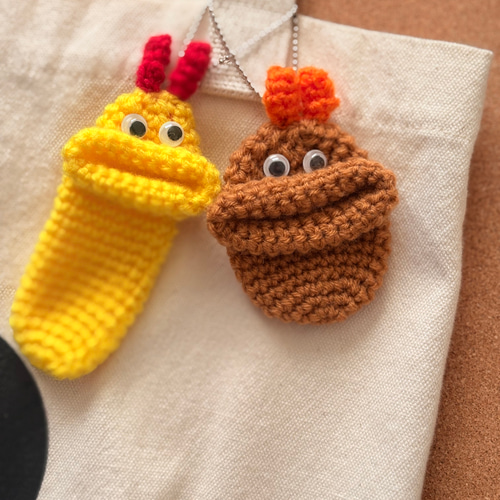 エビフライ】パクパクケースミニ☆かぎ針編み小物 パクパクモンスター