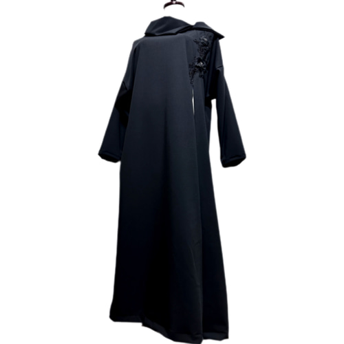 振袖 着物リメイク ドレス 和柄 ワンピース 黒×熨斗や花々 シンプル