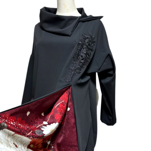 振袖 着物リメイク ドレス 和柄 ワンピース シンプルスッキリ袖 変わり