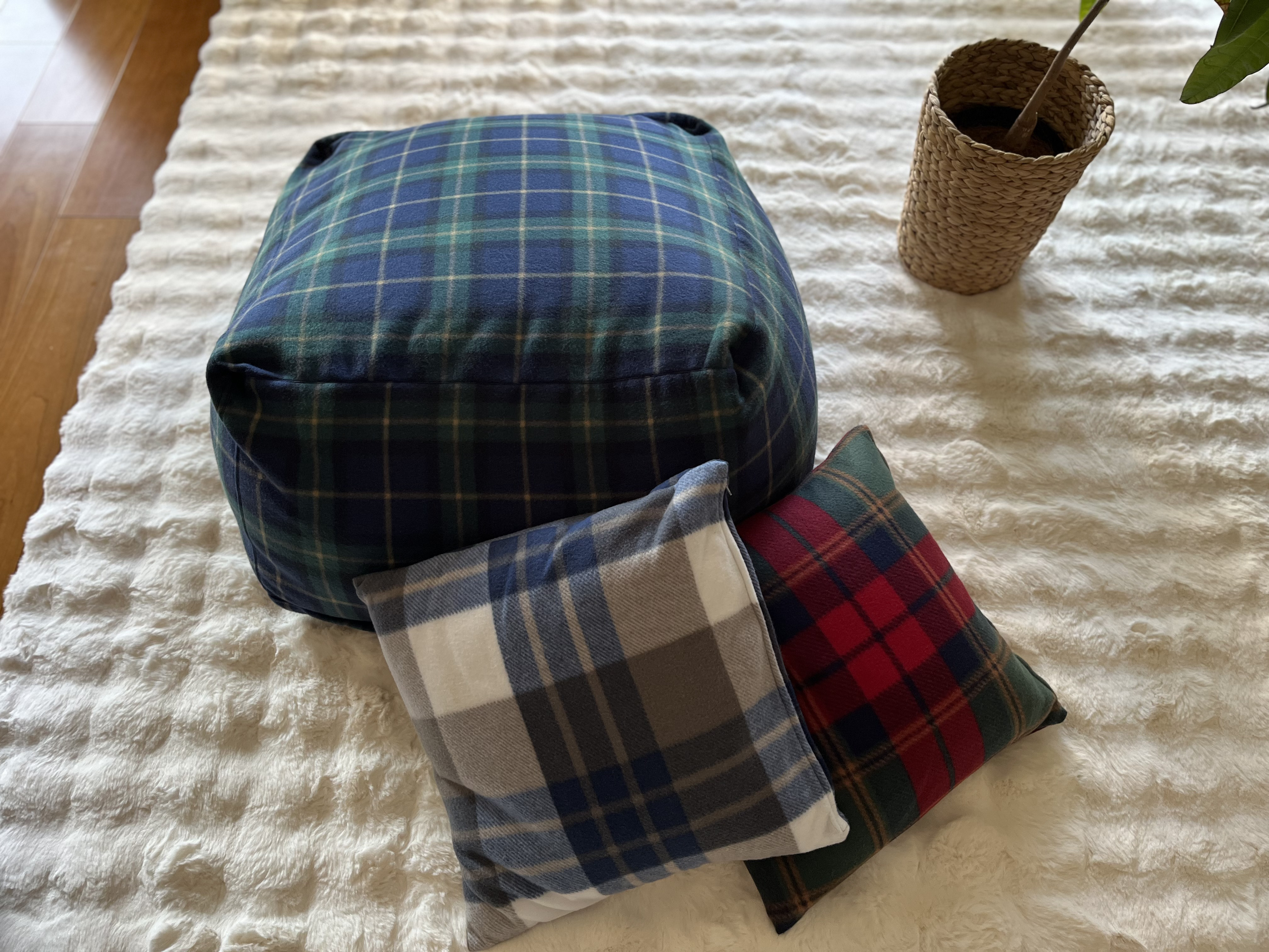 あったかふわふわ⭐︎タータンチェックビーズクッションカバー♪ あったかふわふわ⭐︎タータンチェックビーズクッションカバー