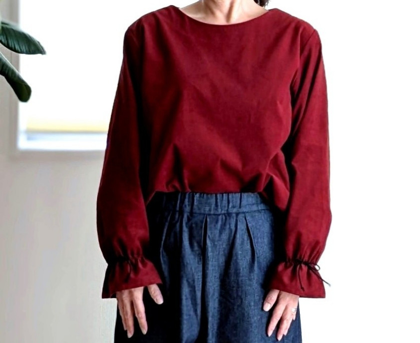 ♡暖か♡コーデュロイブラウス♡ボルドー