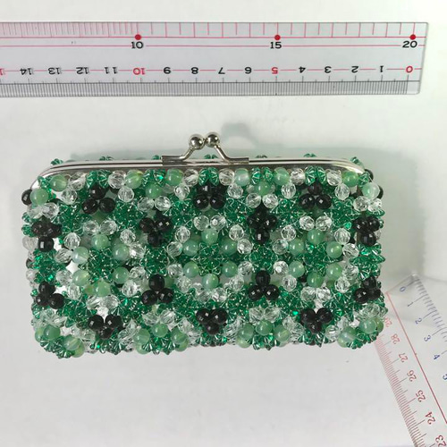 ハンドメイド】ビーズがま口財布 緑と黒 がま口 mini 通販 20246760
