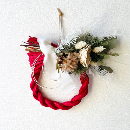 2way お正月arrangement しめ縄リース⑥　red ver. 2way お正月arrangement しめ縄リース⑥ red ver.