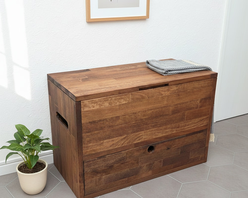 アンティーク風の多機能収納ボックス | ベンチスツール＆引出し付き