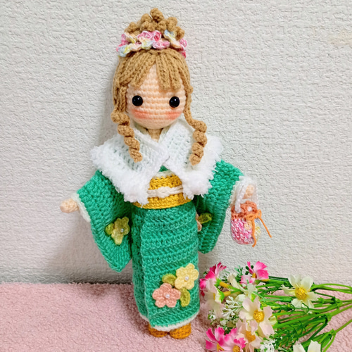 ✿rei 着せ替えあみぐるみ女の子４体 ✿着物でお出かけの女の子 着せ替えあみぐるみ あみぐるみ Karin