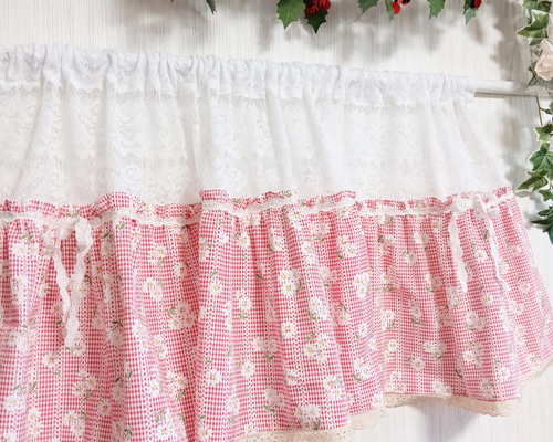 カフェカーテン♡花柄レース♡花柄コットン♡コットンレース♡Aライン